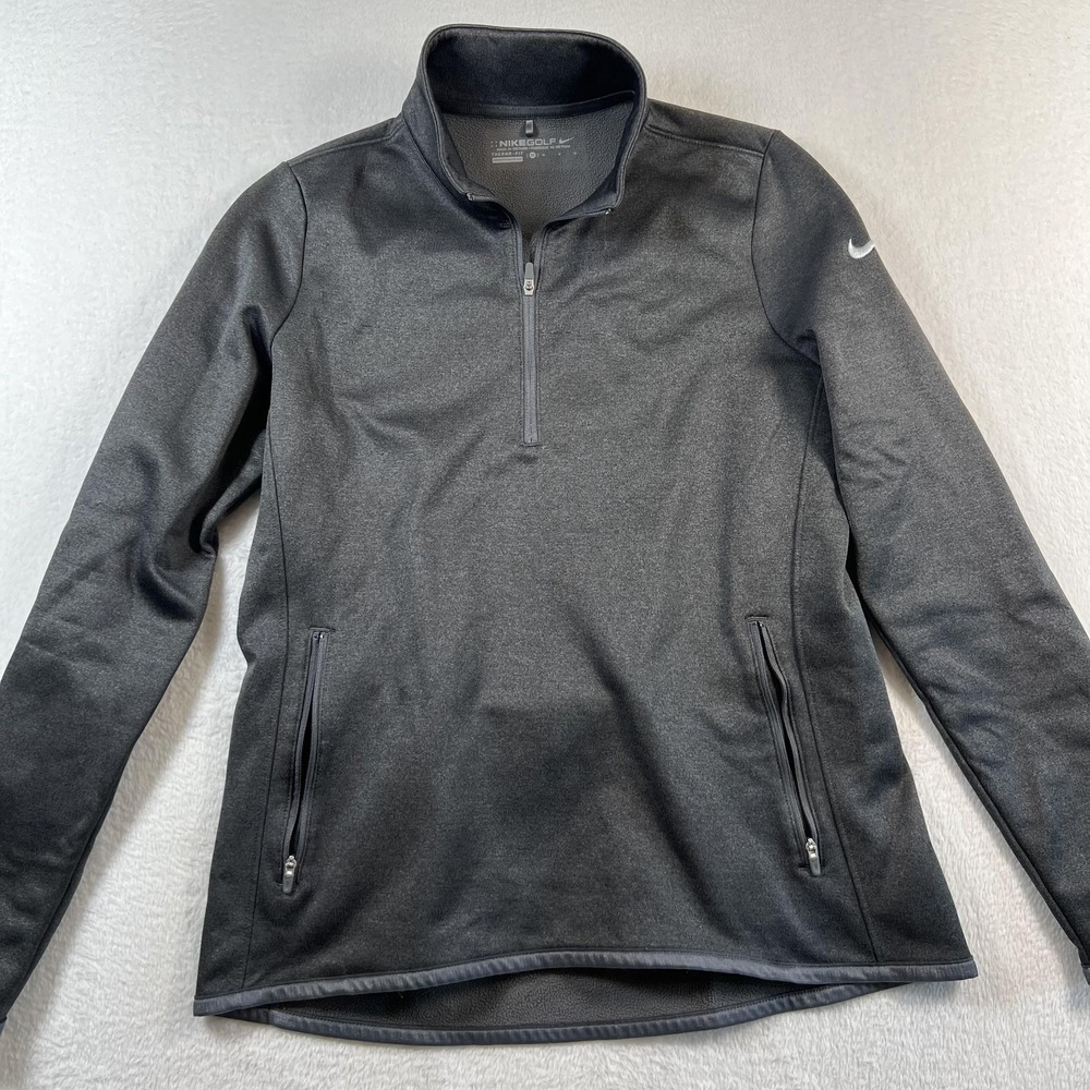 Nike Golf‎ Therma-FIT Pullover Womens Medium Gray 1/4 Zip Long Sleeve Fleece Top